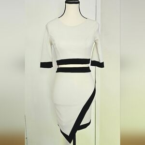 Elegant White and Black Women's Dress